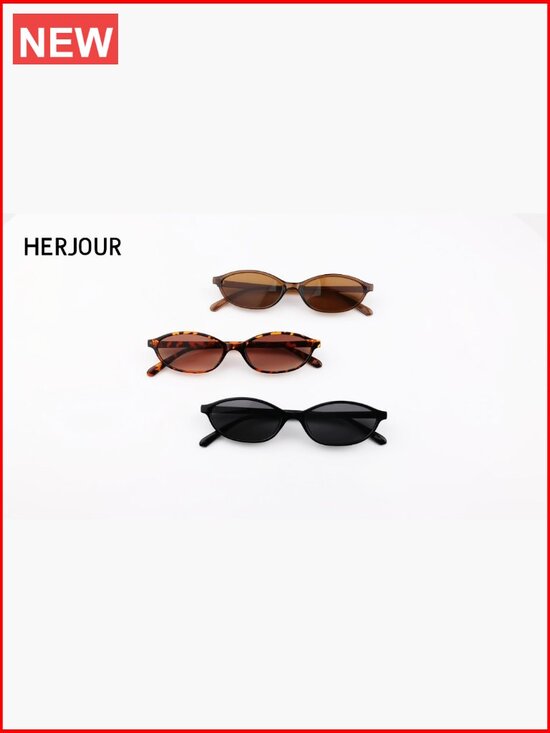 Retro Oval Cat Eye Sunglasses Y2K Trendy Narrow Sunnies HD TAC Lenses 99% UV main image 6